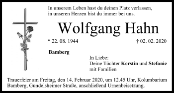 Anzeige von Wolfgang Hahn von MGO