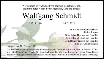 Anzeige von Wolfgang Schmidt von MGO