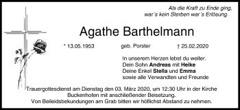 Anzeige von Agathe Barthelmann von MGO