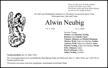 Anzeige von Alwin Neubig von MGO