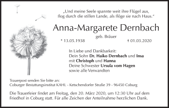 Anzeige von Anna-Margarete Dernbach von MGO