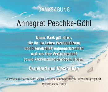 Anzeige von Annegret Peschke-Göhl von MGO