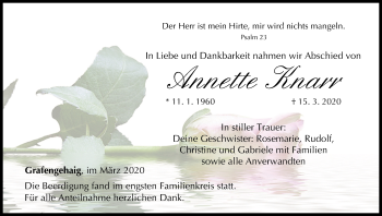 Anzeige von Annette Knarr von MGO