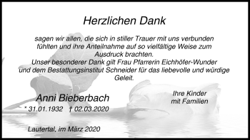 Anzeige von Anni Bieberbach von MGO