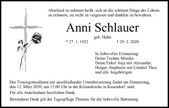 Anzeige von Anni Schlauer von MGO