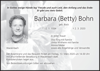 Anzeige von Barbara Bohn von MGO