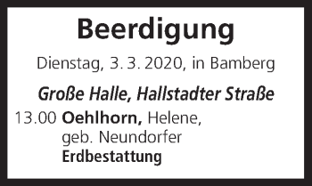 Anzeige von Beerdigungen vom 03.03.2020 von MGO