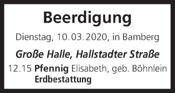 Anzeige von Beerdigungen vom 10.03.2020 von MGO