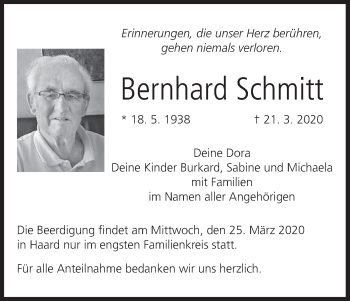 Anzeige von Bernhard Schmitt von MGO
