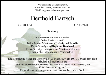 Anzeige von Berthold Bartsch von MGO