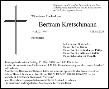 Anzeige von Bertram Kretschmann von MGO