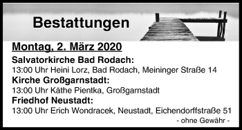 Anzeige von Bestattungen vom 02.03.2020 von MGO