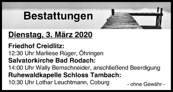 Anzeige von Bestattungen vom 03.03.2020 von MGO