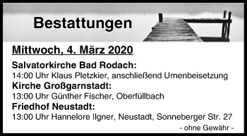 Anzeige von Bestattungen vom 04.03.2020 von MGO