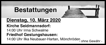 Anzeige von Bestattungen vom 10.03.2020 von MGO