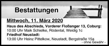 Anzeige von Bestattungen vom 11.03.2020 von MGO