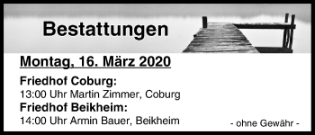 Anzeige von Bestattungen vom 16.03.2020 von MGO