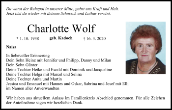 Anzeige von Charlotte Wolf von MGO