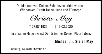 Anzeige von Christa May von MGO