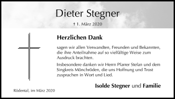 Anzeige von Dieter Stegner von MGO