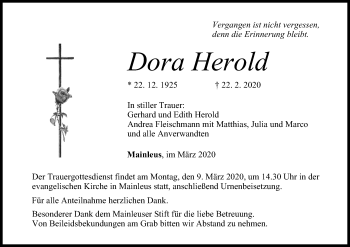 Anzeige von Dora Herold von MGO
