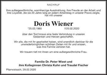 Anzeige von Doris Wiener von MGO