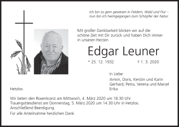 Anzeige von Edgar Leuner von MGO