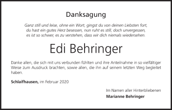 Anzeige von Edi Behringer von MGO