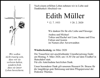 Anzeige von Edith Müller von MGO