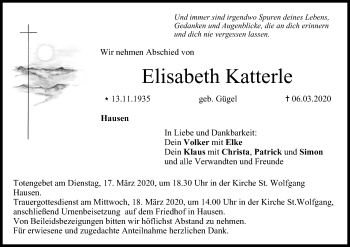 Anzeige von Elisabeth Katterle von MGO
