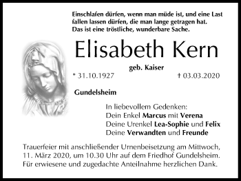 Anzeige von Elisabeth Kern von MGO