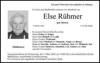 Anzeige von Else Rühmer von MGO