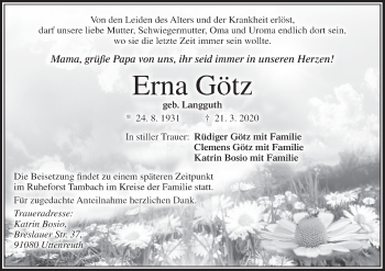 Anzeige von Erna Götz von MGO