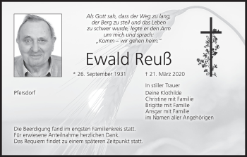 Anzeige von Ewald Reuß von MGO