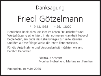 Anzeige von Friedl Götzelmann von MGO