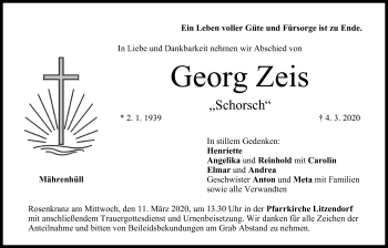 Anzeige von Georg Zeis von MGO