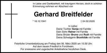 Anzeige von Gerhard Breitfelder von MGO