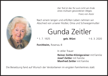 Anzeige von Gunda Zeitler von MGO