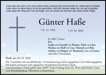 Anzeige von Günter Haße von MGO