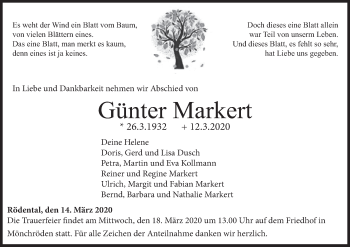 Anzeige von Günter Markert von MGO