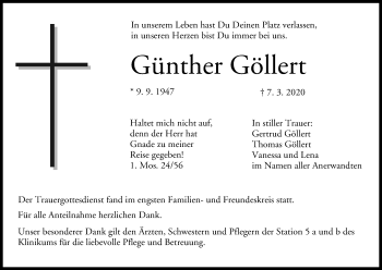 Anzeige von Günther Göllert von MGO