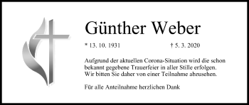 Anzeige von Günther Weber von MGO