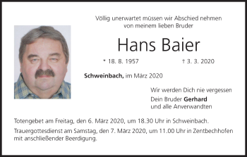 Anzeige von Hans Baier von MGO