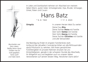 Anzeige von Hans Batz von MGO