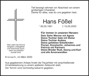 Anzeige von Hans Fößel von MGO