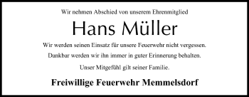 Anzeige von Hans Müller von MGO