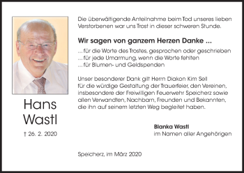 Anzeige von Hans Wastl von MGO