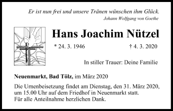 Anzeige von Hans Joachim Nützel von MGO