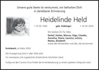 Anzeige von Heidelinde Held von MGO