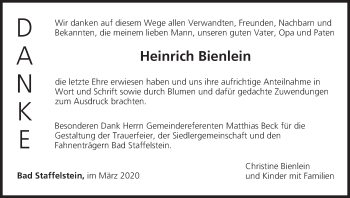 Anzeige von Heinrich Bienlein von MGO